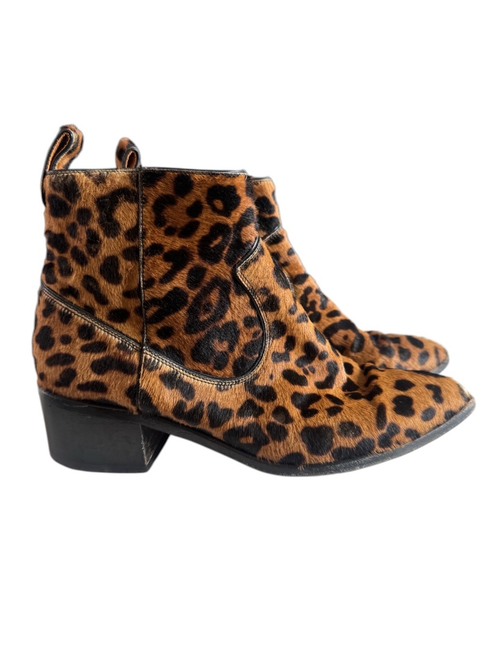 Veronica Beard Tanner Low-Heel Leopard-Print Booties, Size 38 (7.5-8)